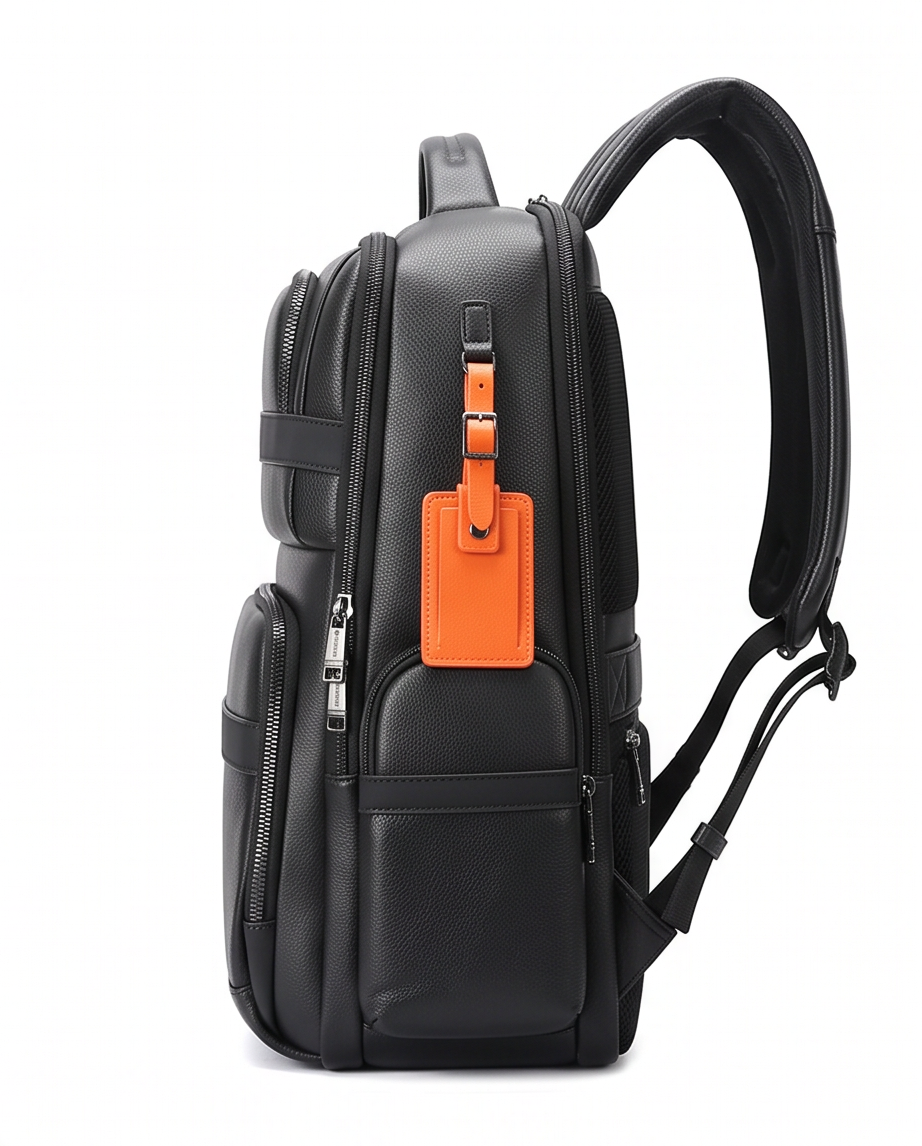 Q-MARSHAL Genuine Leather Backpack 40L – Anti-Theft, USB Charging, TSA Lay-Flat & Flannel Laptop Compartment