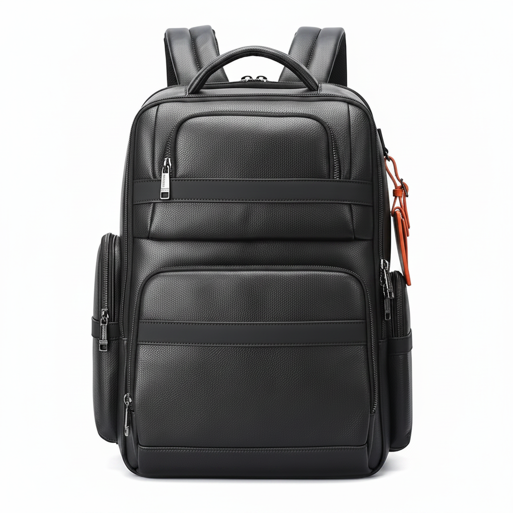 Q-MARSHAL Genuine Leather Backpack 40L – Anti-Theft, USB Charging, TSA Lay-Flat & Flannel Laptop Compartment