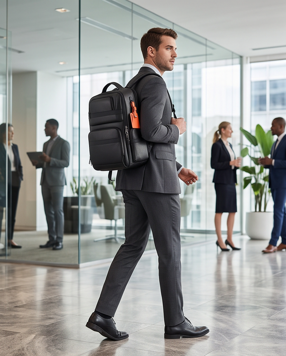 Q-MARSHAL Genuine Leather Backpack 40L – Anti-Theft, USB Charging, TSA Lay-Flat & Flannel Laptop Compartment