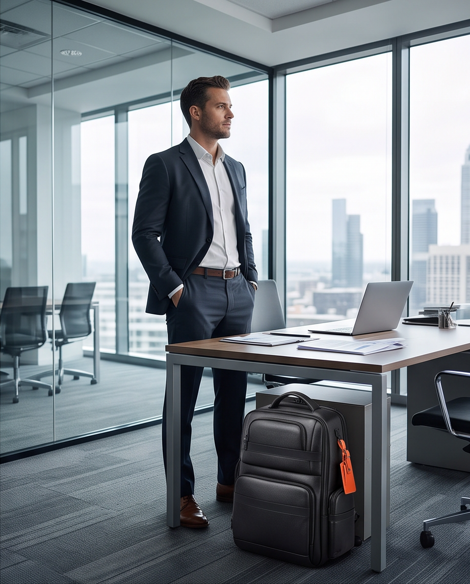 Q-MARSHAL Genuine Leather Backpack 40L – Anti-Theft, USB Charging, TSA Lay-Flat & Flannel Laptop Compartment