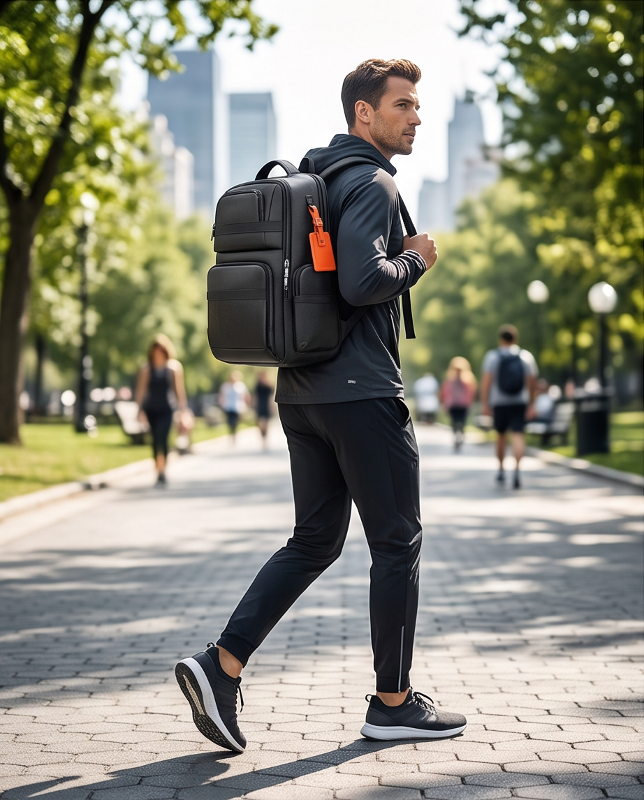 Q-MARSHAL Genuine Leather Backpack 40L – Anti-Theft, USB Charging, TSA Lay-Flat & Flannel Laptop Compartment