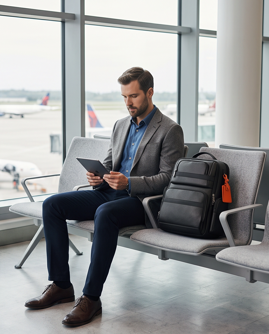 Q-MARSHAL Genuine Leather Backpack 40L – Anti-Theft, USB Charging, TSA Lay-Flat & Flannel Laptop Compartment