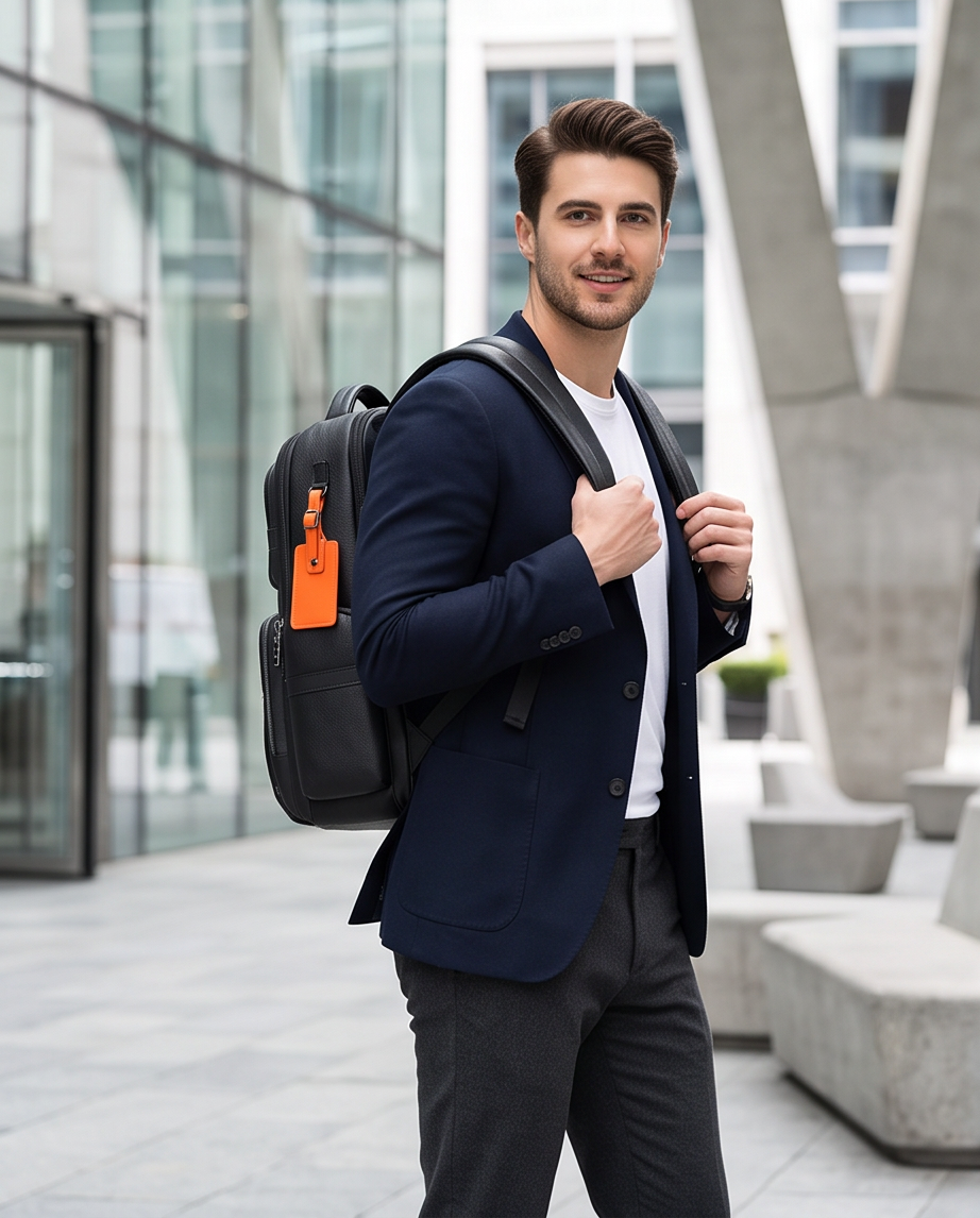 Q-MARSHAL Genuine Leather Backpack 40L – Anti-Theft, USB Charging, TSA Lay-Flat & Flannel Laptop Compartment