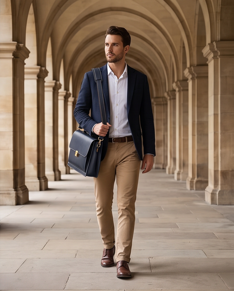 Q-SKYWALKER Vintage Crazy Horse Leather Briefcase – Waterproof, Scratch-Resistant & Laptop Messenger
