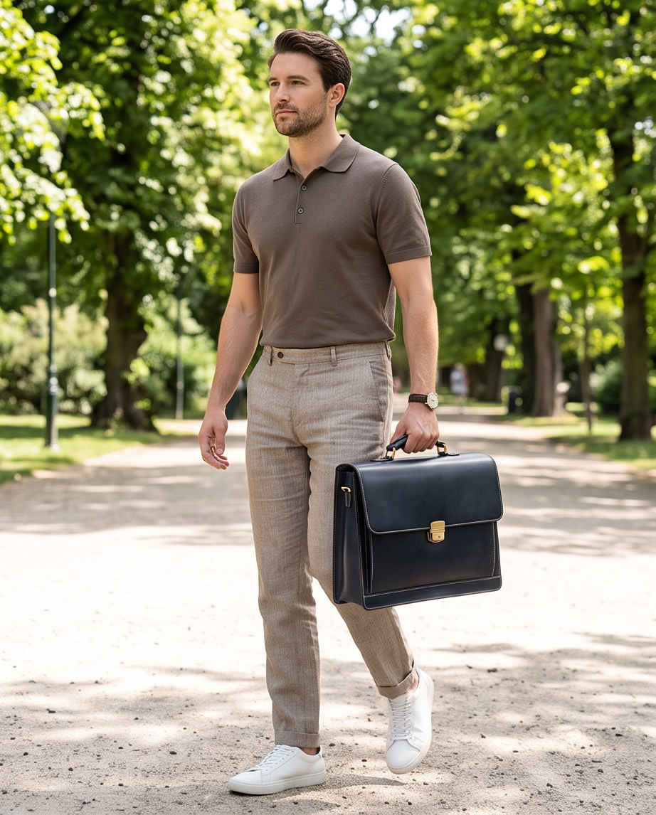 Q-SKYWALKER Vintage Crazy Horse Leather Briefcase – Waterproof, Scratch-Resistant & Laptop Messenger
