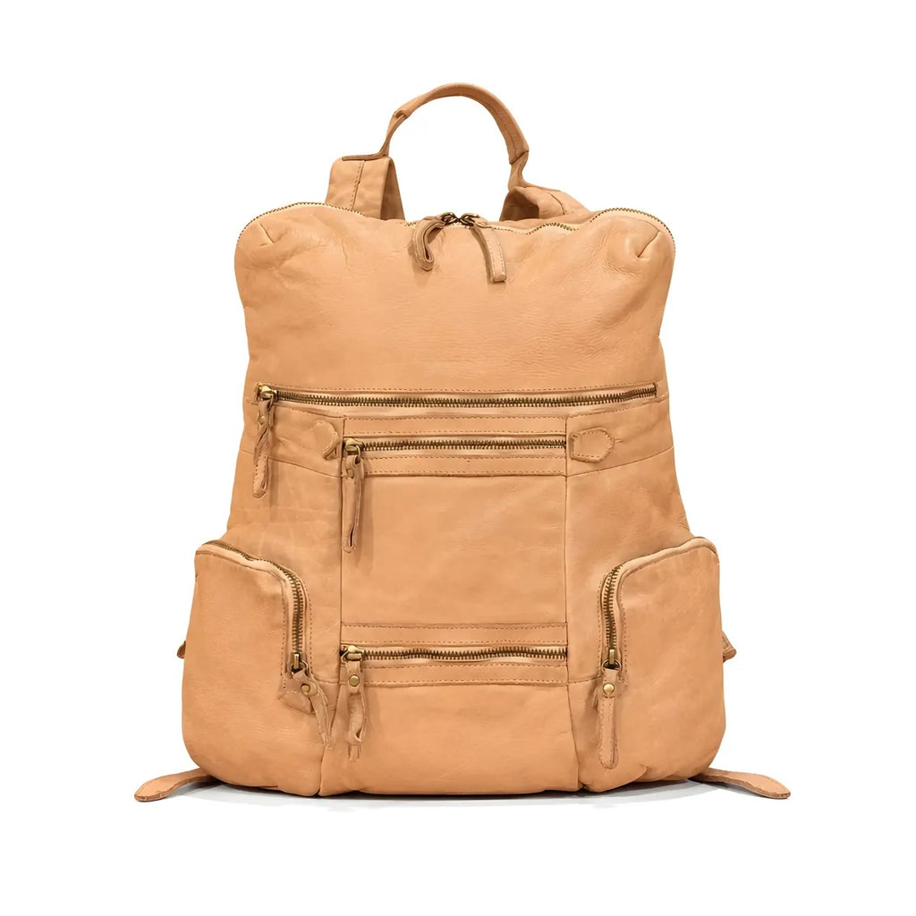 Q-VALENTE Vintage Calfskin Backpack – Italian Leather, Brass Hardware & Ergonomic Design