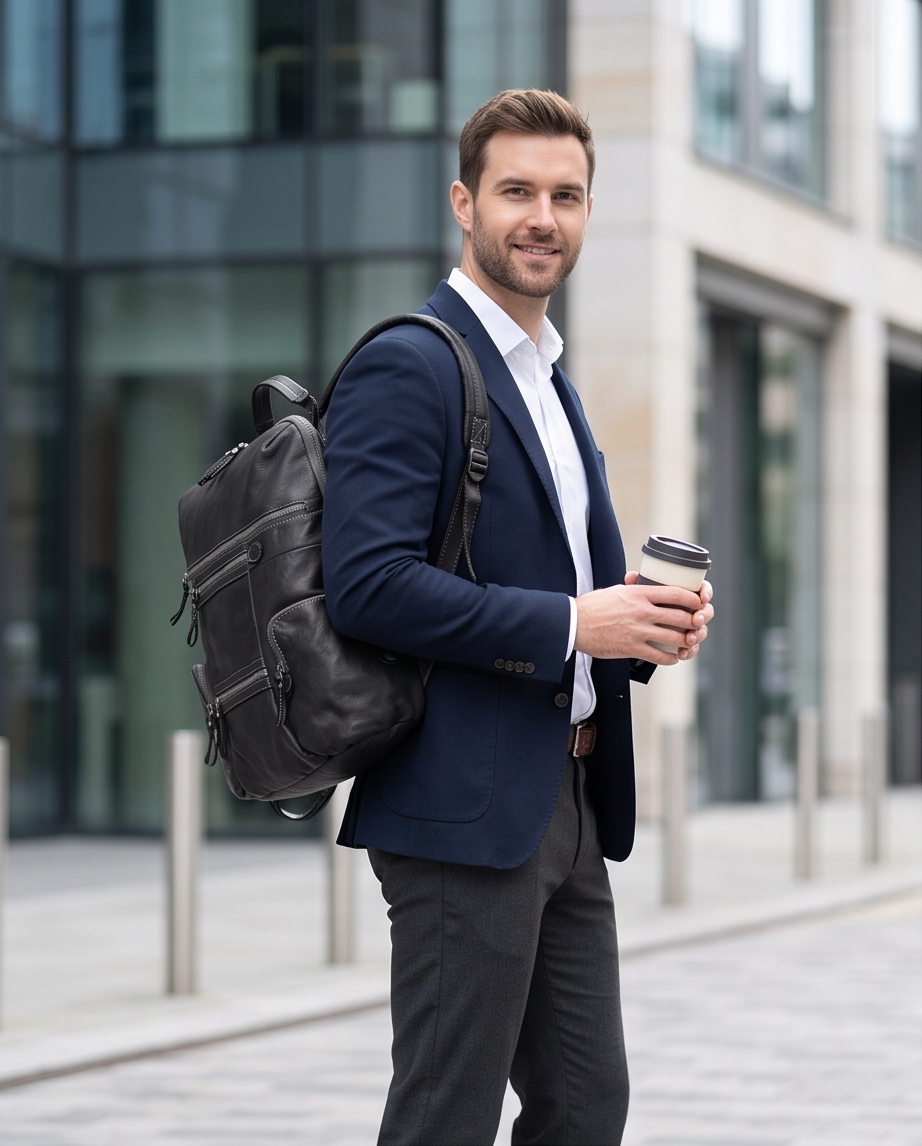 Q-VALENTE Vintage Calfskin Backpack – Italian Leather, Brass Hardware & Ergonomic Design