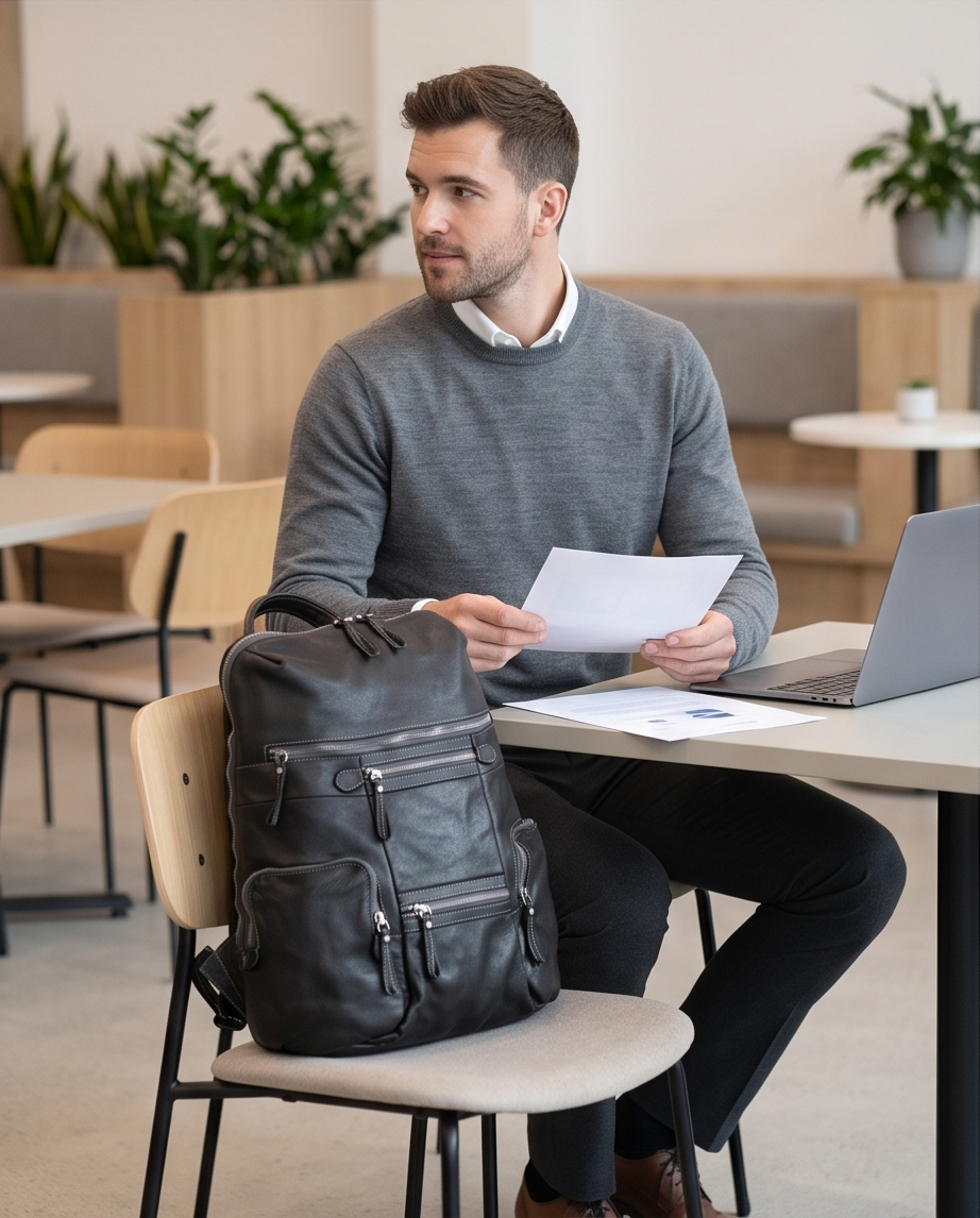 Q-VALENTE Vintage Calfskin Backpack – Italian Leather, Brass Hardware & Ergonomic Design