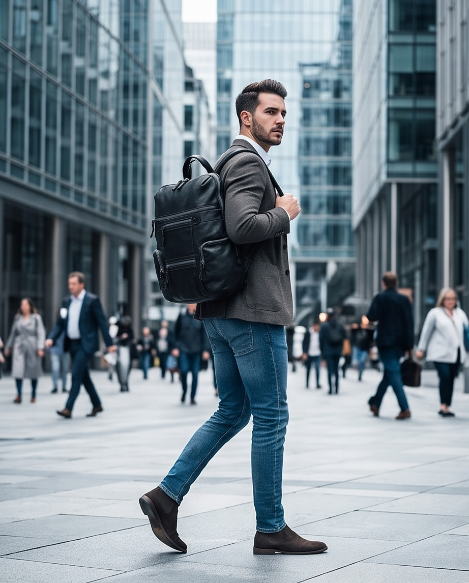 Q-VALENTE Vintage Calfskin Backpack – Italian Leather, Brass Hardware & Ergonomic Design