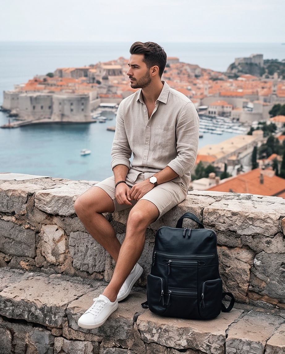 Q-VALENTE Vintage Calfskin Backpack – Italian Leather, Brass Hardware & Ergonomic Design