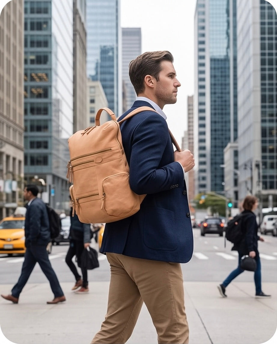 Q-VALENTE Vintage Calfskin Backpack – Italian Leather, Brass Hardware & Ergonomic Design