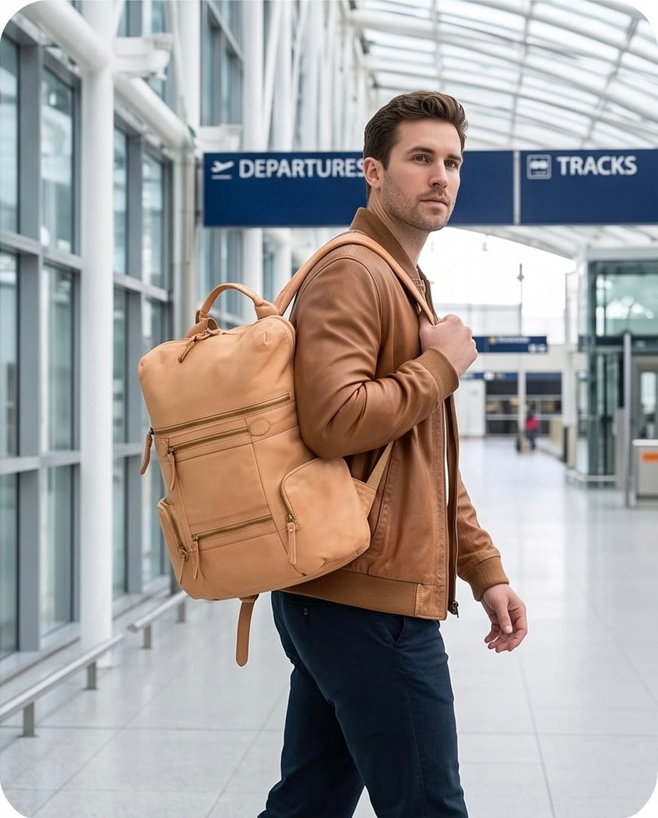 Q-VALENTE Vintage Calfskin Backpack – Italian Leather, Brass Hardware & Ergonomic Design