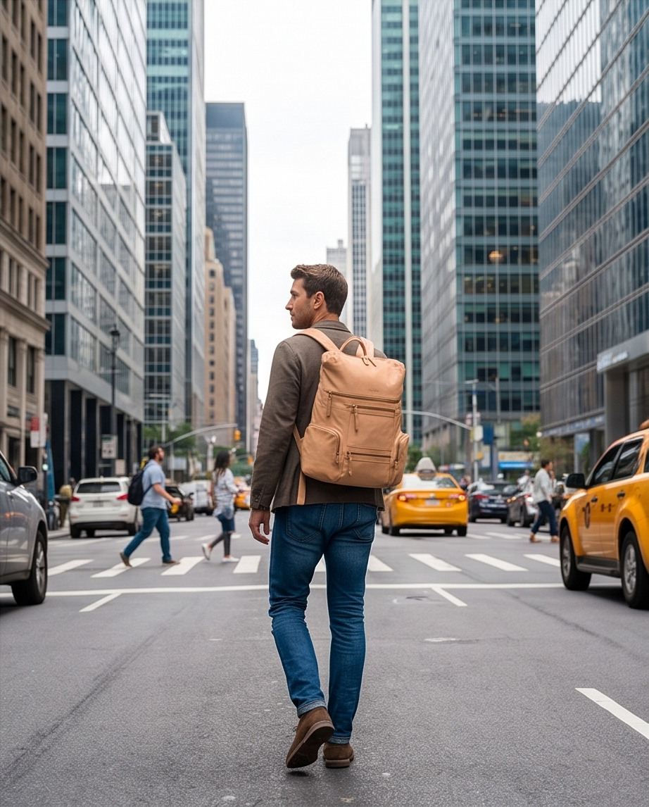 Q-VALENTE Vintage Calfskin Backpack – Italian Leather, Brass Hardware & Ergonomic Design