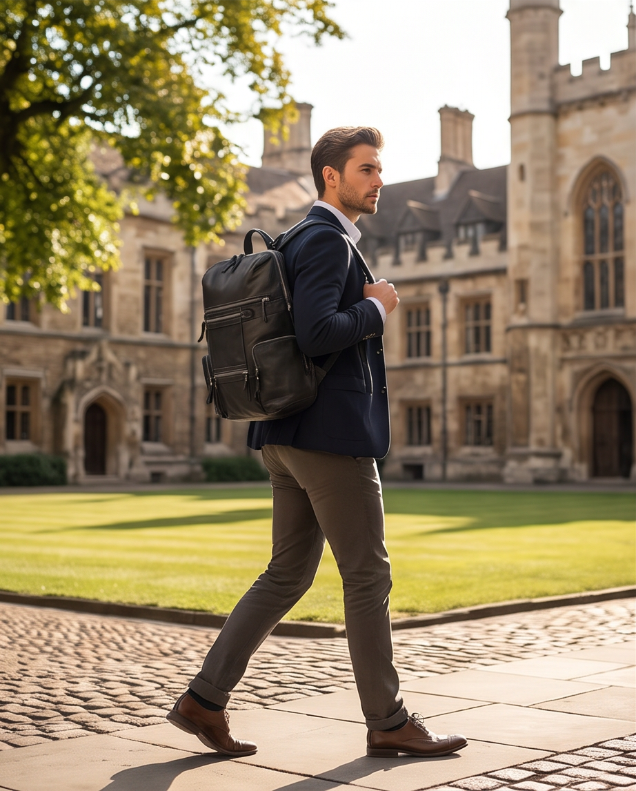 Q-VALENTE Vintage Calfskin Backpack – Italian Leather, Brass Hardware & Ergonomic Design