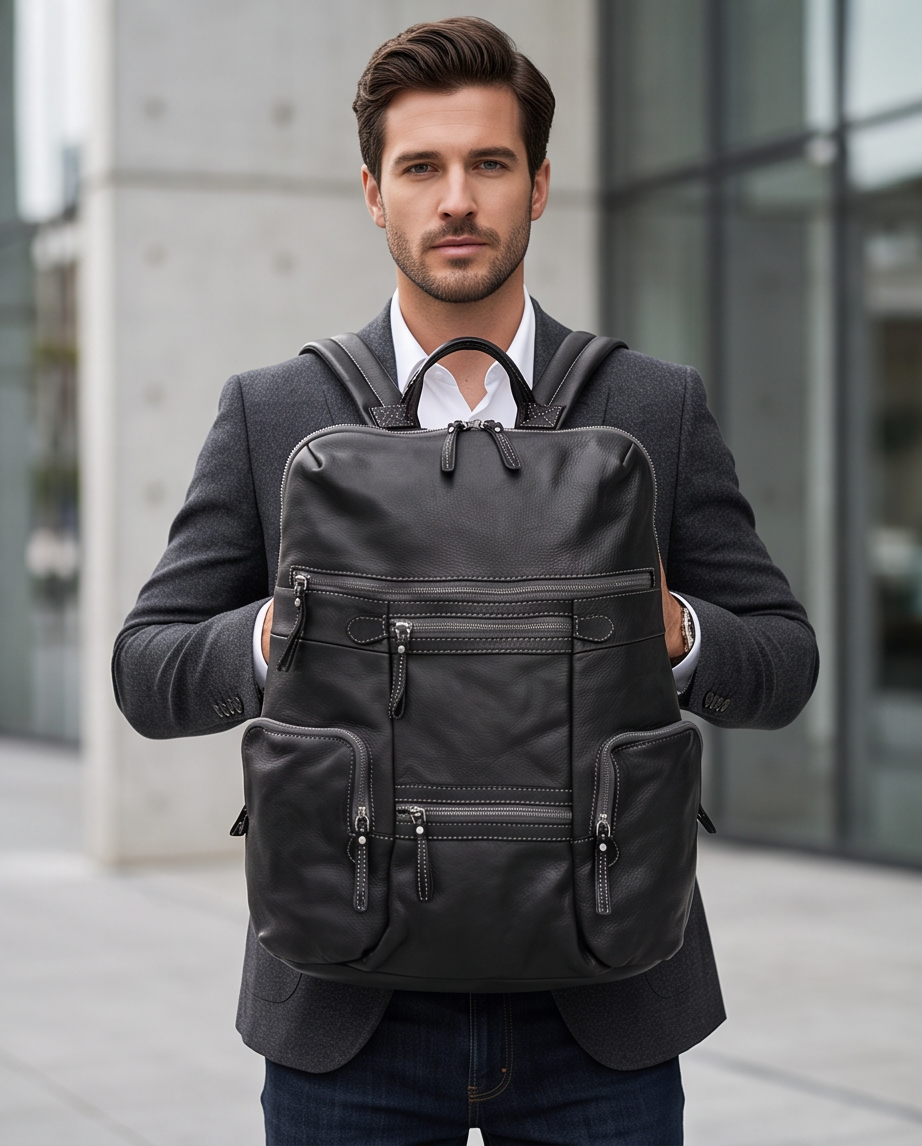 Q-VALENTE Vintage Calfskin Backpack – Italian Leather, Brass Hardware & Ergonomic Design