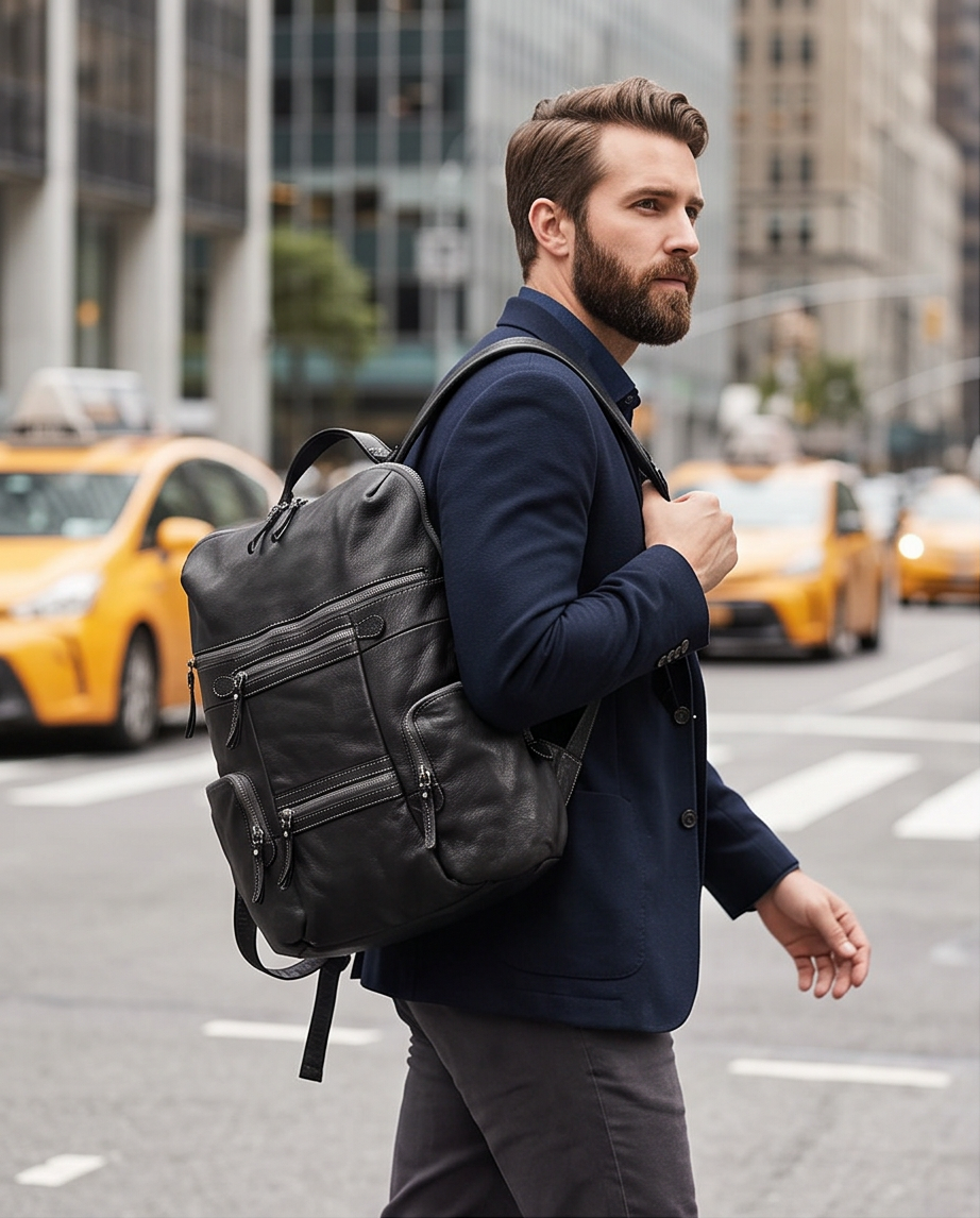 Q-VALENTE Vintage Calfskin Backpack – Italian Leather, Brass Hardware & Ergonomic Design