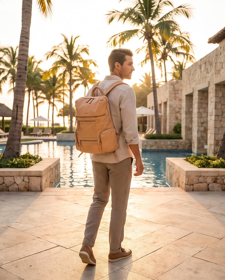 Q-VALENTE Vintage Calfskin Backpack – Italian Leather, Brass Hardware & Ergonomic Design