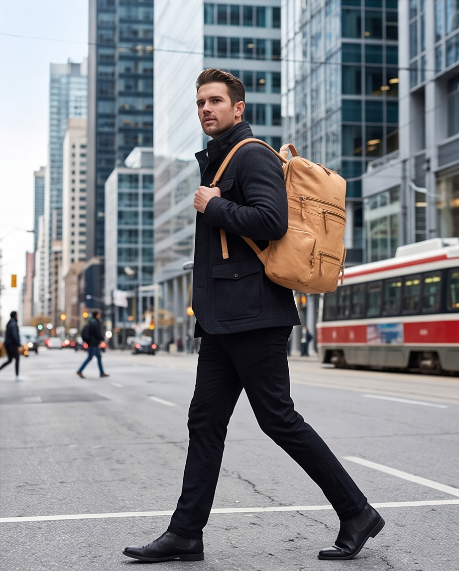 Q-VALENTE Vintage Calfskin Backpack – Italian Leather, Brass Hardware & Ergonomic Design