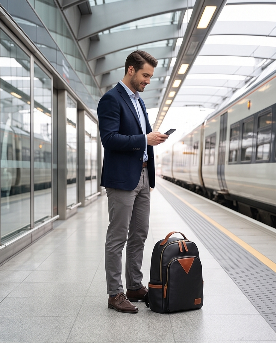 QUQUITO Full Grain Leather Laptop Backpack – Water-Resistant, Breathable & Patina-Developing