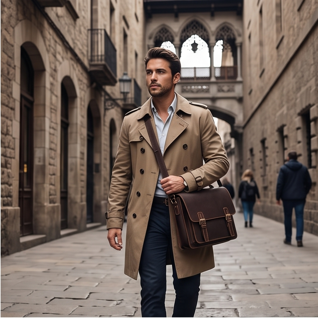 Q-TIGER Genuine Crazy Horse Leather Briefcase – Water-Resistant, Double Buckle & Laptop Messenger