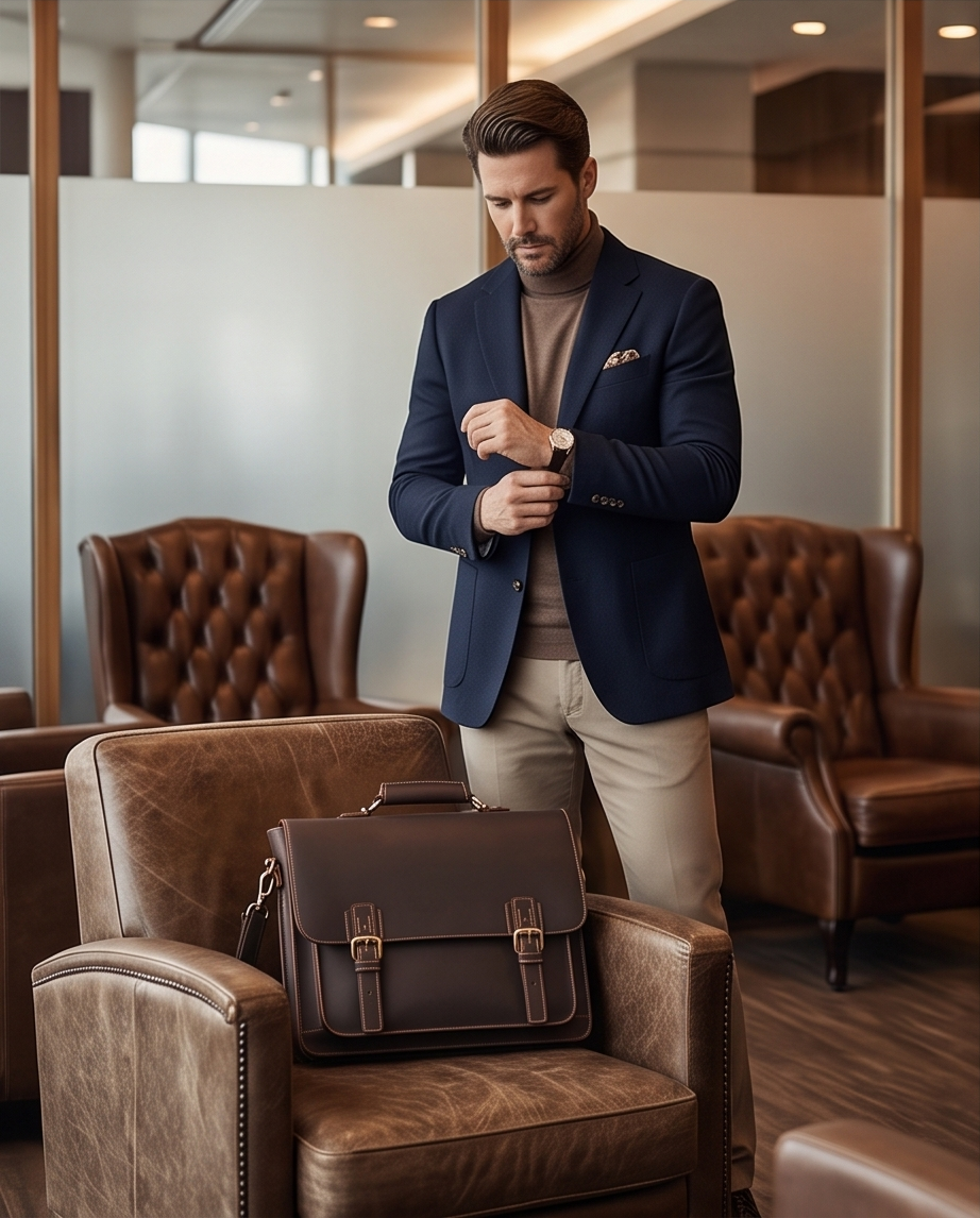 Q-TIGER Genuine Crazy Horse Leather Briefcase – Water-Resistant, Double Buckle & Laptop Messenger