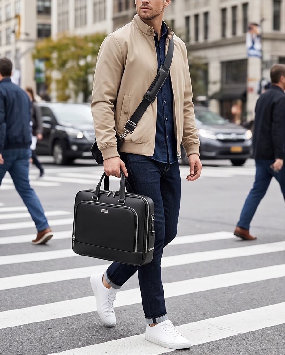 Q-TORVEN Premium High-Quality Nylon Laptop Briefcase – Waterproof, Mildew-Resistant & Large Capacity
