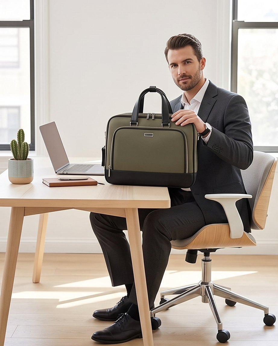 Q-TORVEN Premium High-Quality Nylon Laptop Briefcase – Waterproof, Mildew-Resistant & Large Capacity