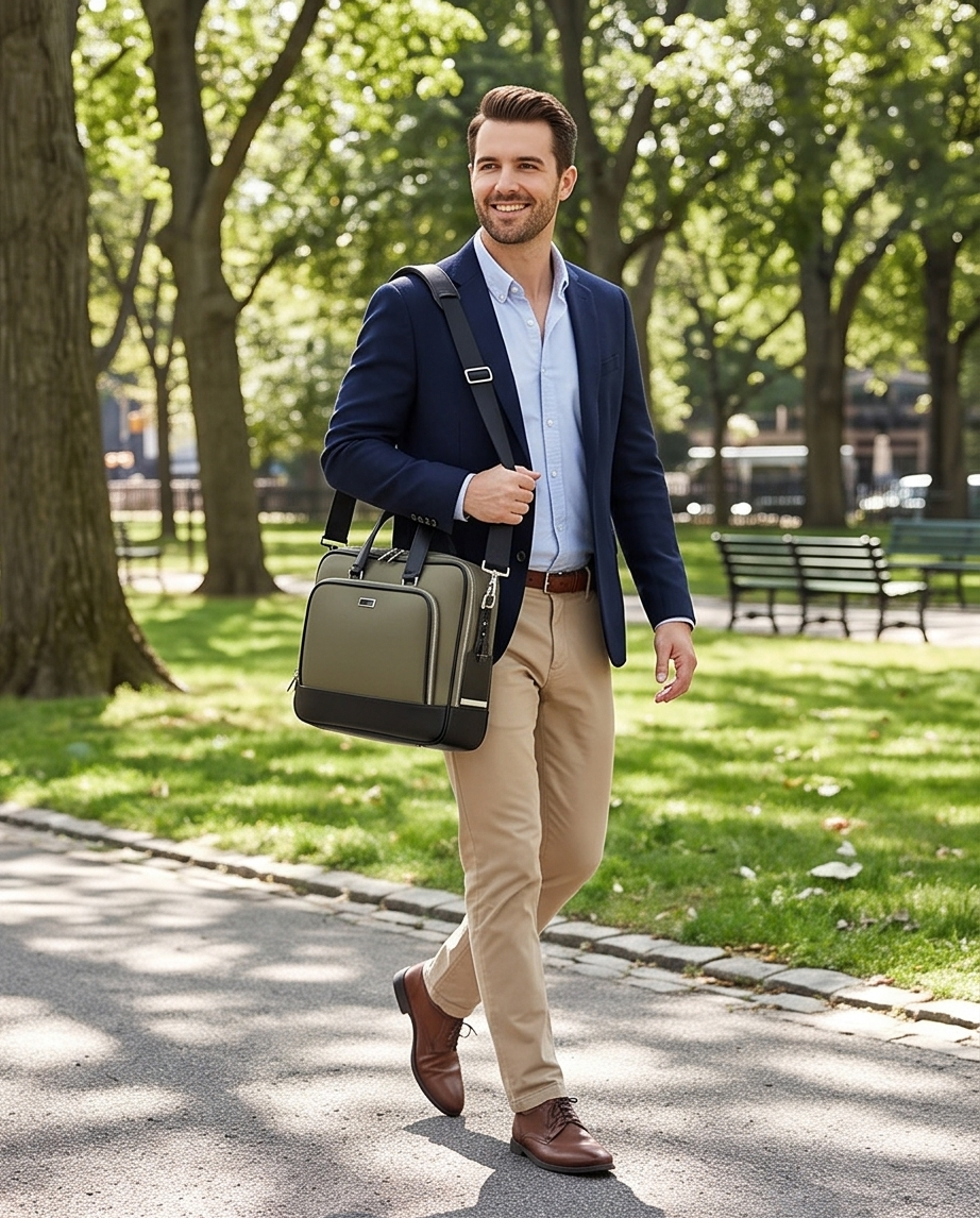 Q-TORVEN Premium High-Quality Nylon Laptop Briefcase – Waterproof, Mildew-Resistant & Large Capacity