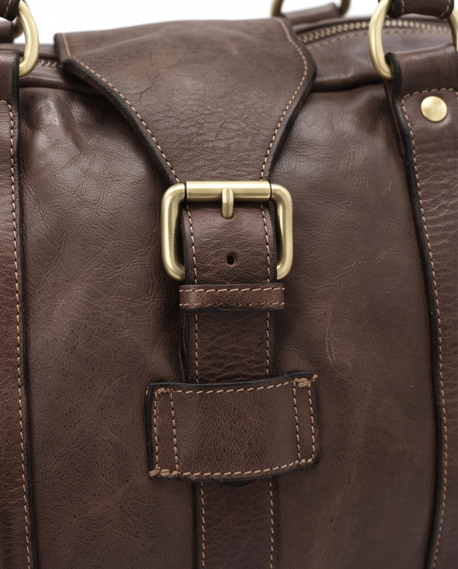 Q-ROVE Italian Leather Duffel Bag – Washed Calfskin, Water-Resistant & Large Capacity