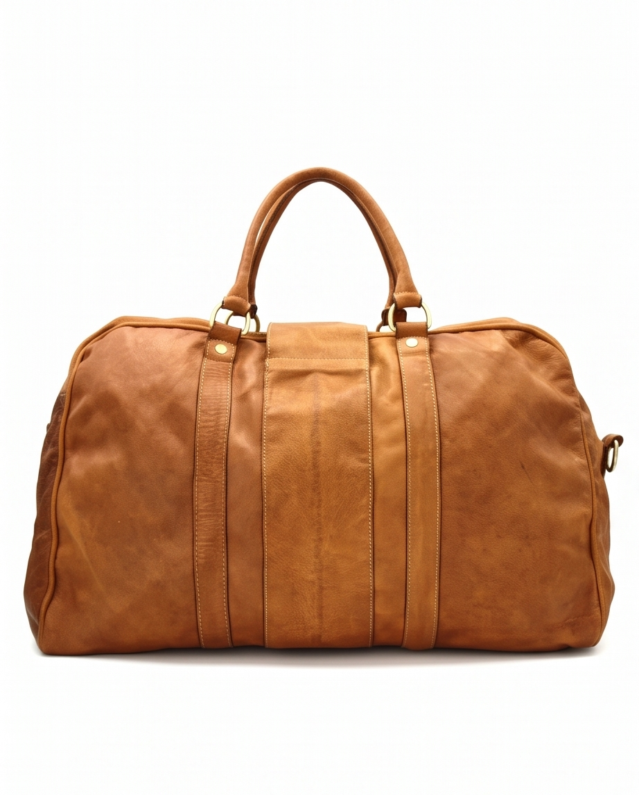 Q-ROVE Italian Leather Duffel Bag – Washed Calfskin, Water-Resistant & Large Capacity