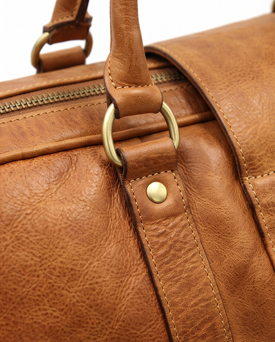 Q-ROVE Italian Leather Duffel Bag – Washed Calfskin, Water-Resistant & Large Capacity