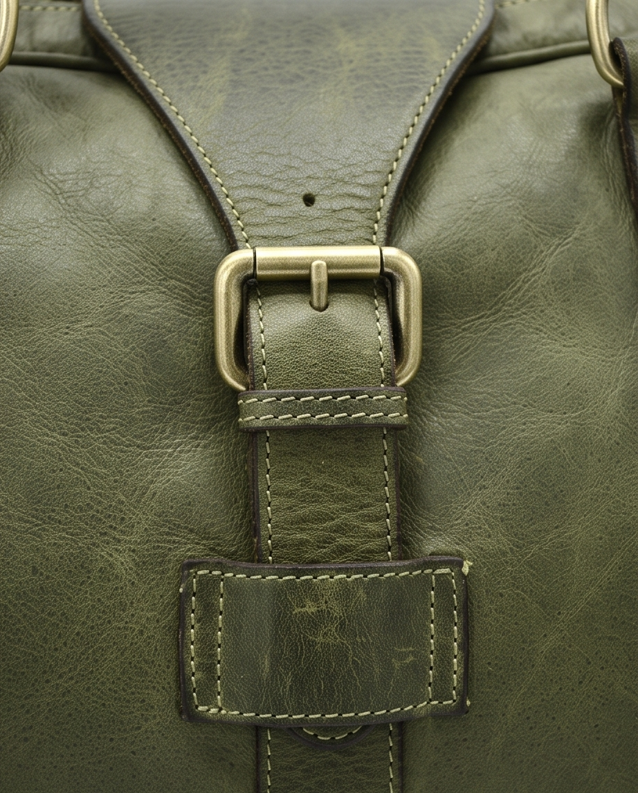 Q-ROVE Italian Leather Duffel Bag – Washed Calfskin, Water-Resistant & Large Capacity