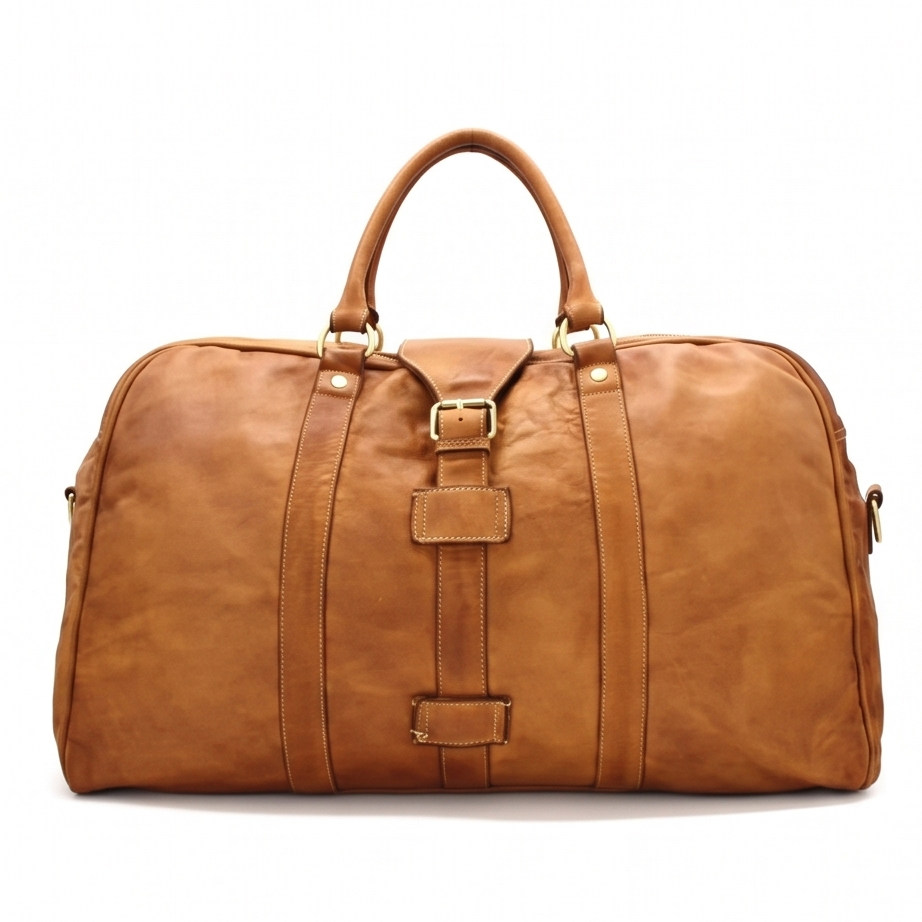Q-ROVE Italian Leather Duffel Bag – Washed Calfskin, Water-Resistant & Large Capacity