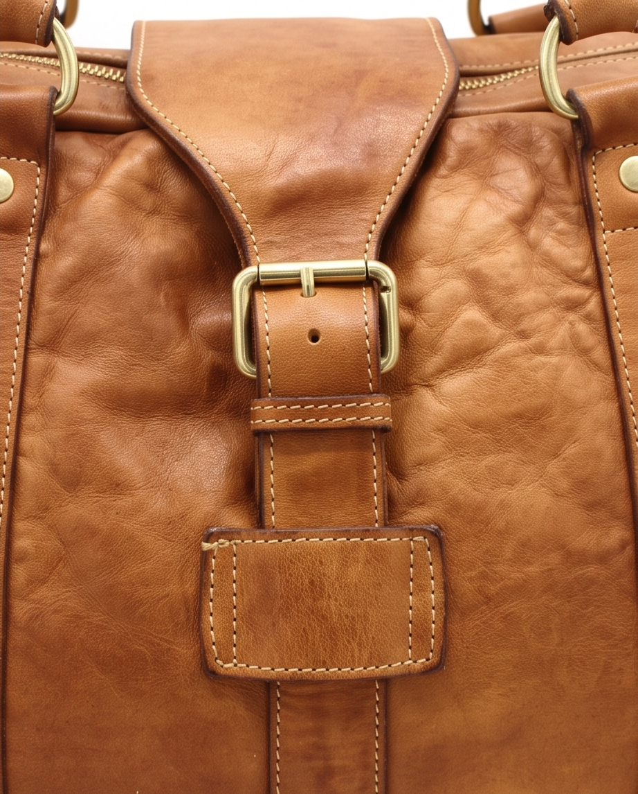 Q-ROVE Italian Leather Duffel Bag – Washed Calfskin, Water-Resistant & Large Capacity