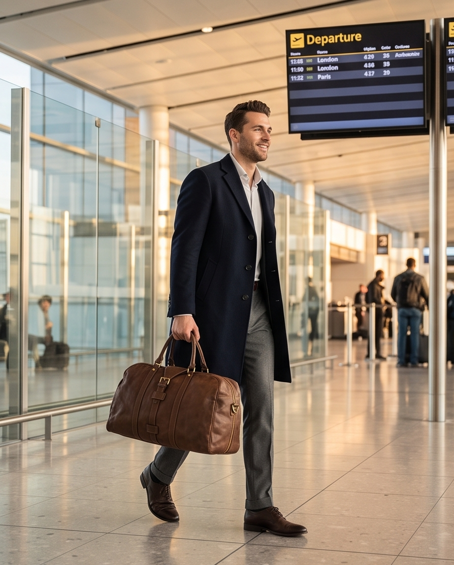 Q-ROVE Italian Leather Duffel Bag – Washed Calfskin, Water-Resistant & Large Capacity