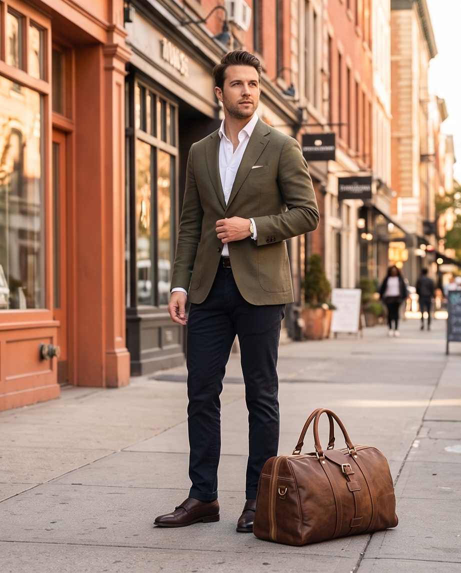 Q-ROVE Italian Leather Duffel Bag – Washed Calfskin, Water-Resistant & Large Capacity