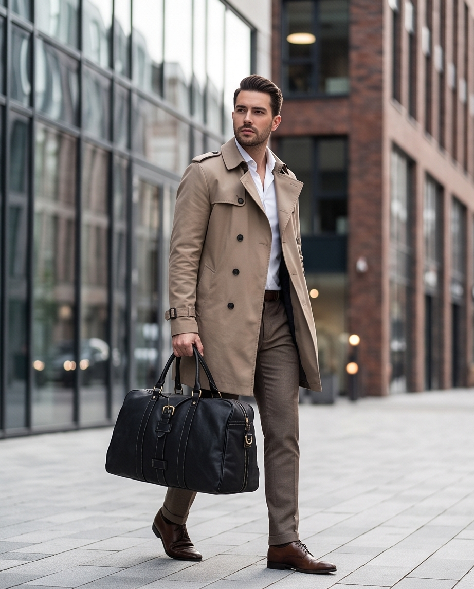 Q-ROVE Italian Leather Duffel Bag – Washed Calfskin, Water-Resistant & Large Capacity