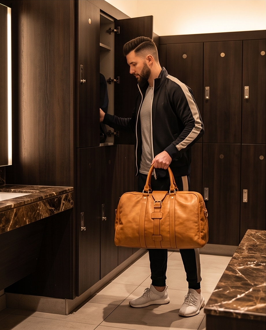 Q-ROVE Italian Leather Duffel Bag – Washed Calfskin, Water-Resistant & Large Capacity