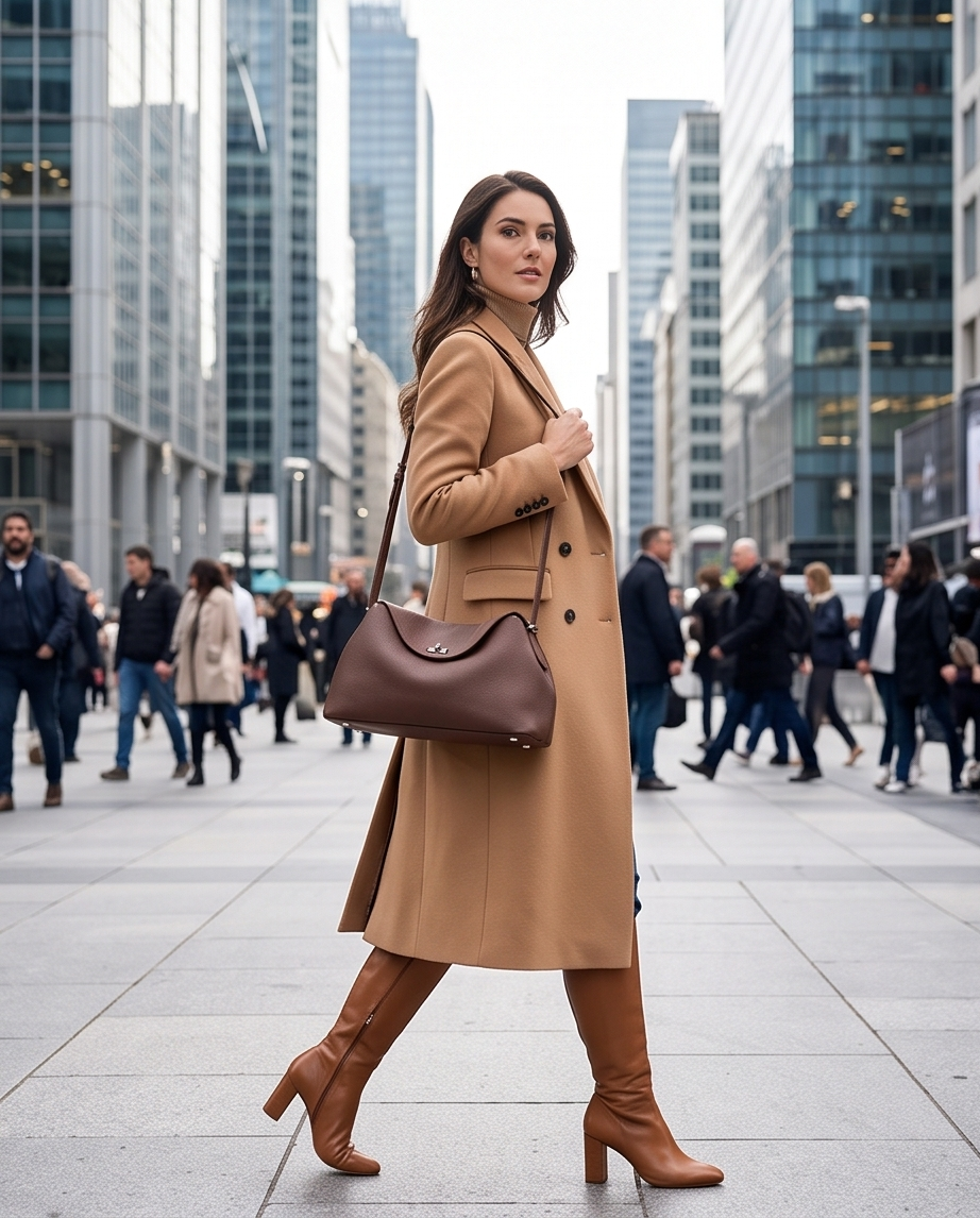 Q-GALA Genuine Leather Women's Shoulder Bag – Large Capacity Commuter & Travel Bag