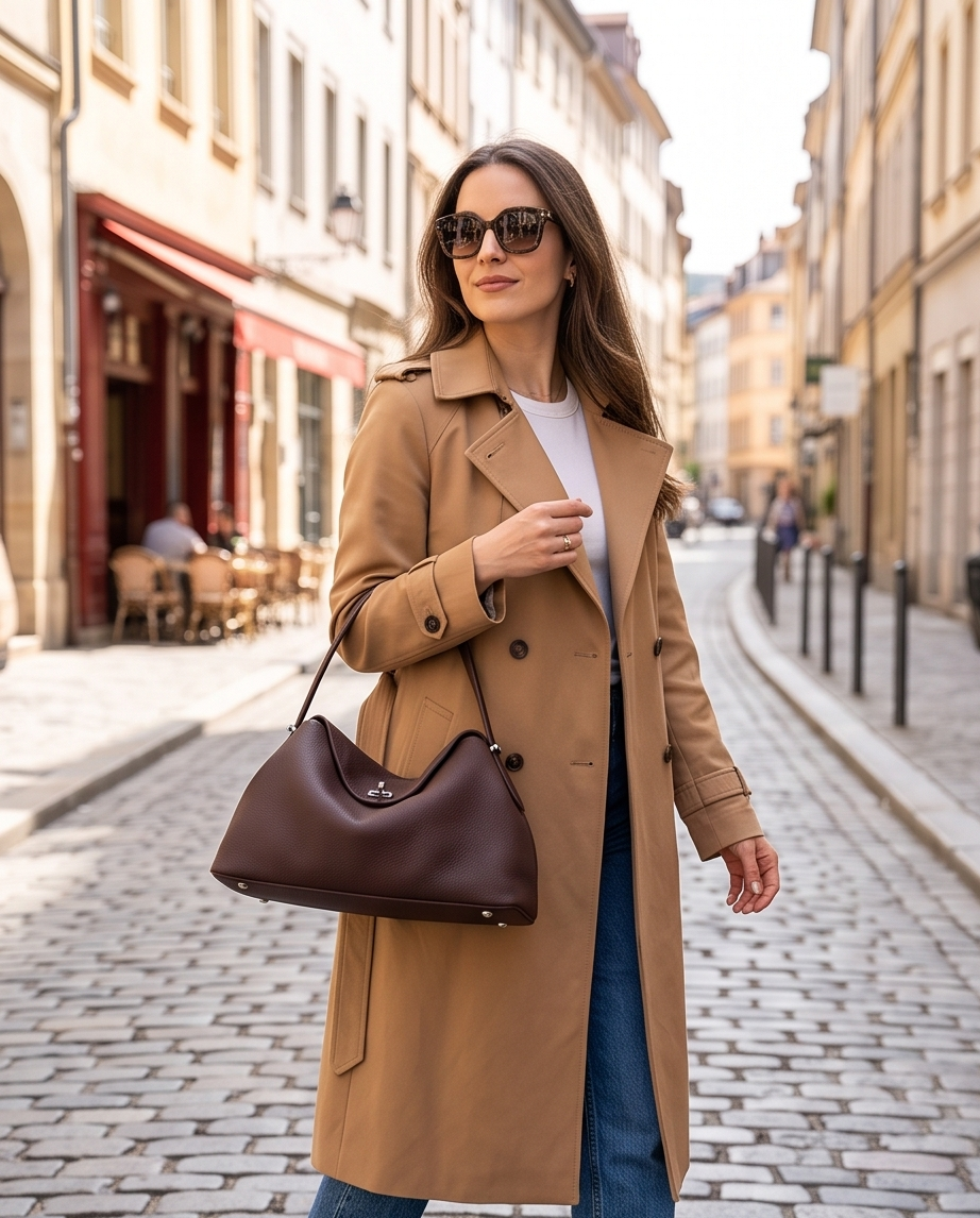 Q-GALA Genuine Leather Women's Shoulder Bag – Large Capacity Commuter & Travel Bag