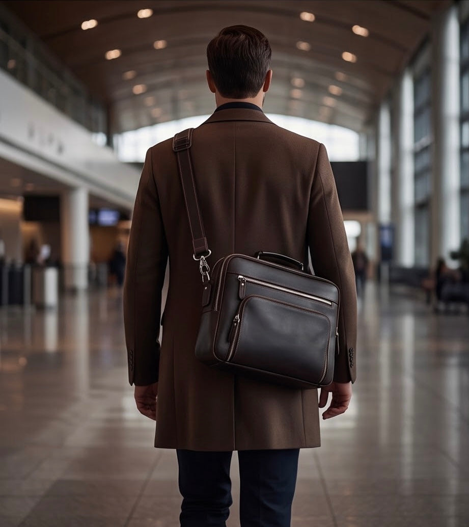 Q-VENTURE Full Grain Leather Laptop Briefcase & Messenger Bag for Men – 15.6" Computer Bag