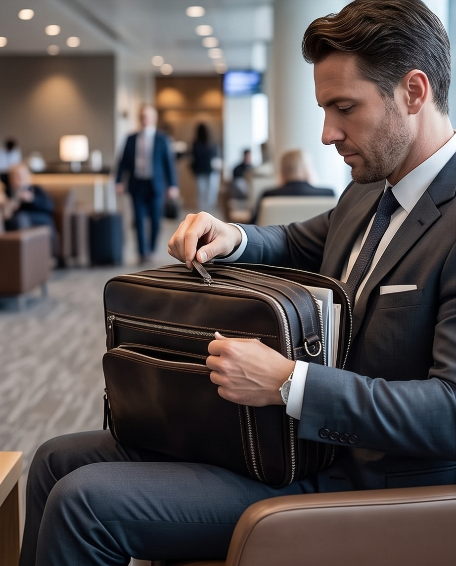 Q-VENTURE Full Grain Leather Laptop Briefcase & Messenger Bag for Men – 15.6" Computer Bag