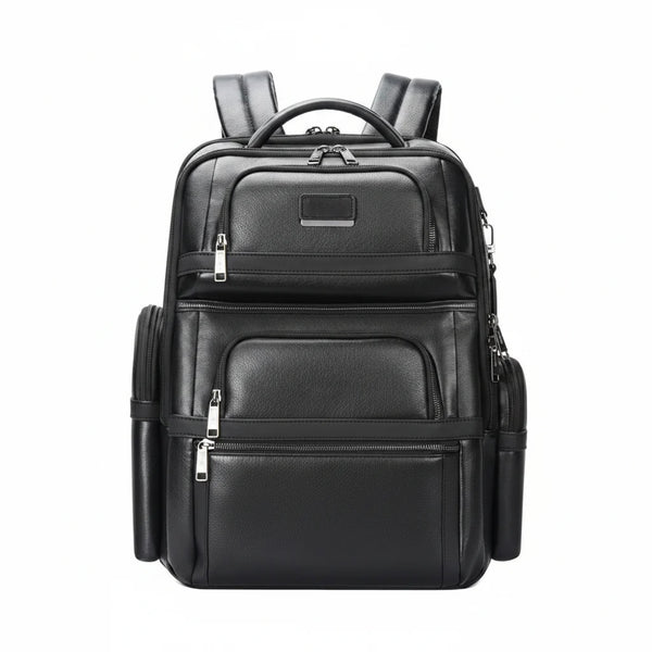 Q-Giant Genuine Leather Backpack – 40L Anti-Theft Travel & Laptop Bag with USB Charging Port