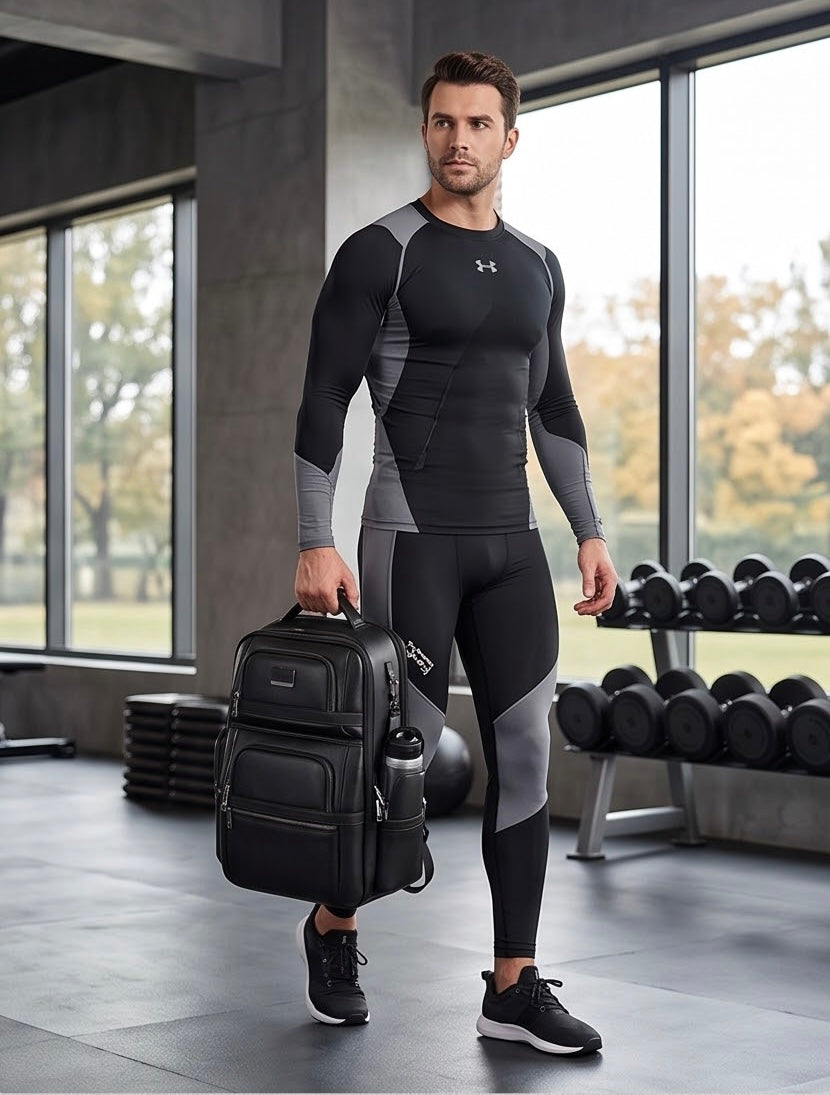 Q-Giant Genuine Leather Backpack – 40L Anti-Theft Travel & Laptop Bag with USB Charging Port