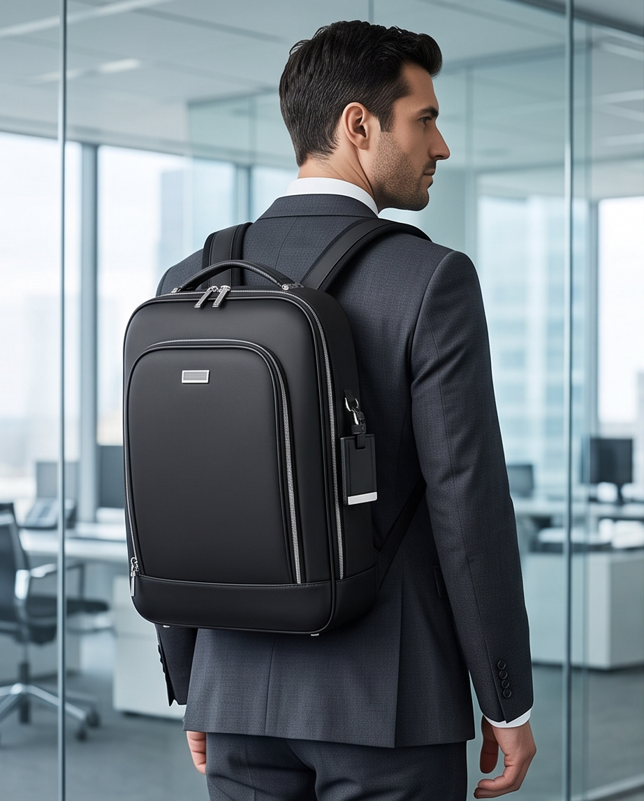 Q-MERIDIAN Premium Nylon Laptop Backpack — Water-Resistant Travel & Business Backpack