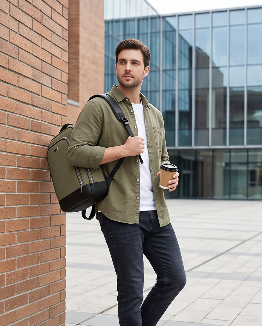 Q-MERIDIAN Premium Nylon Laptop Backpack — Water-Resistant Travel & Business Backpack