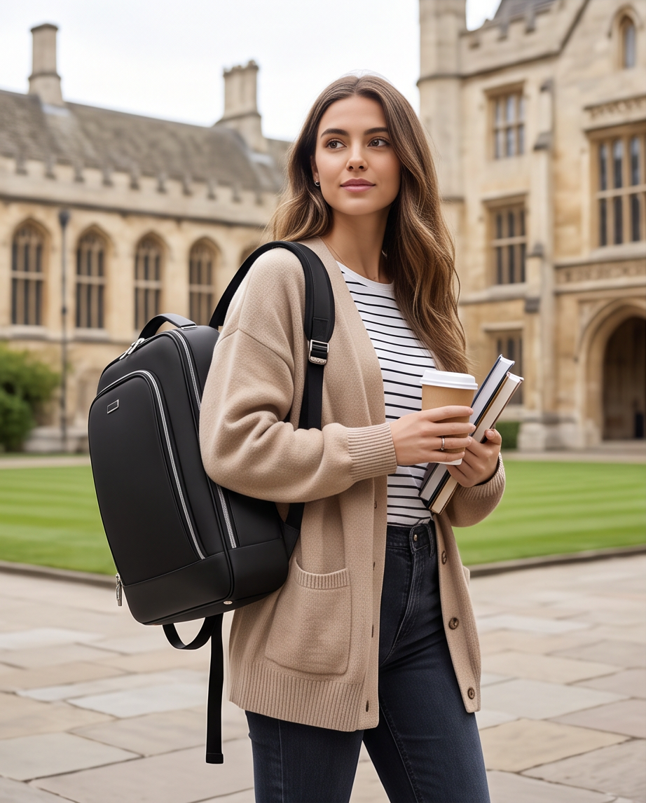 Q-MERIDIAN Premium Nylon Laptop Backpack — Water-Resistant Travel & Business Backpack