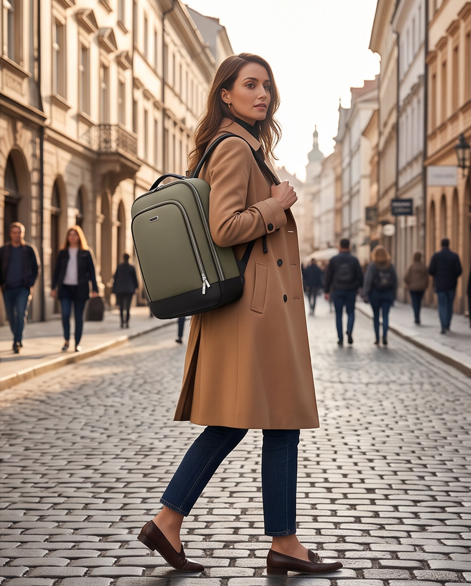 Q-MERIDIAN Premium Nylon Laptop Backpack — Water-Resistant Travel & Business Backpack
