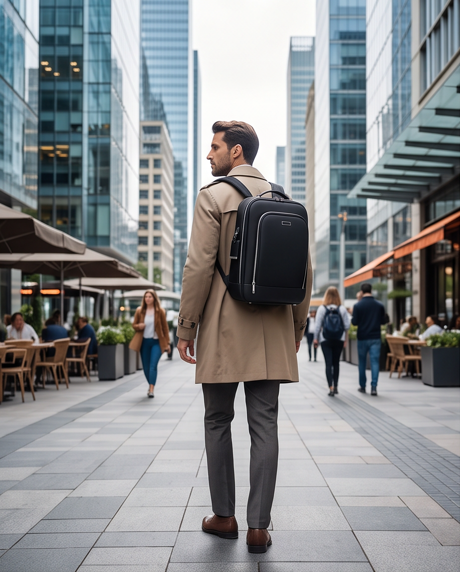 Q-MERIDIAN Premium Nylon Laptop Backpack — Water-Resistant Travel & Business Backpack