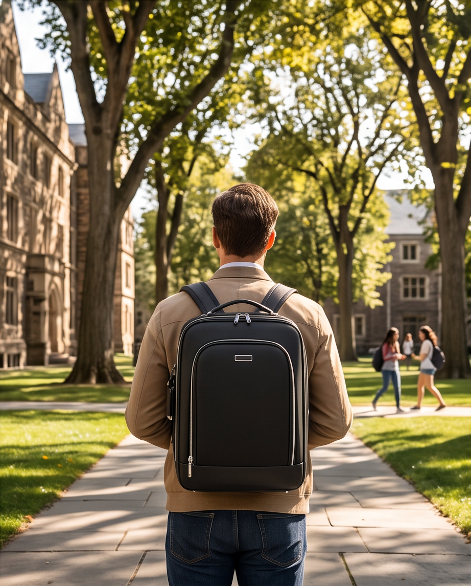 Q-MERIDIAN Premium Nylon Laptop Backpack — Water-Resistant Travel & Business Backpack